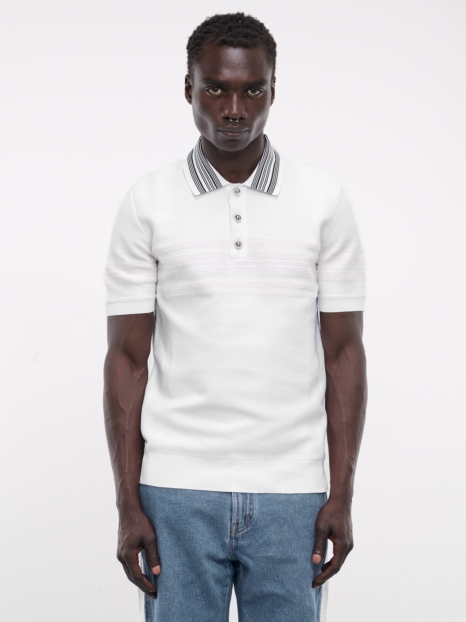 Dawn Knit Polo Shirt (MS24KN11-PL01-000-WHITE-IVORY)