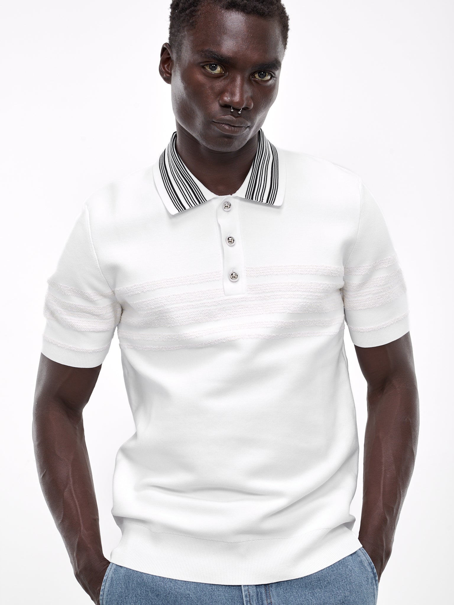 Dawn Knit Polo Shirt (MS24KN11-PL01-000-WHITE-IVORY)