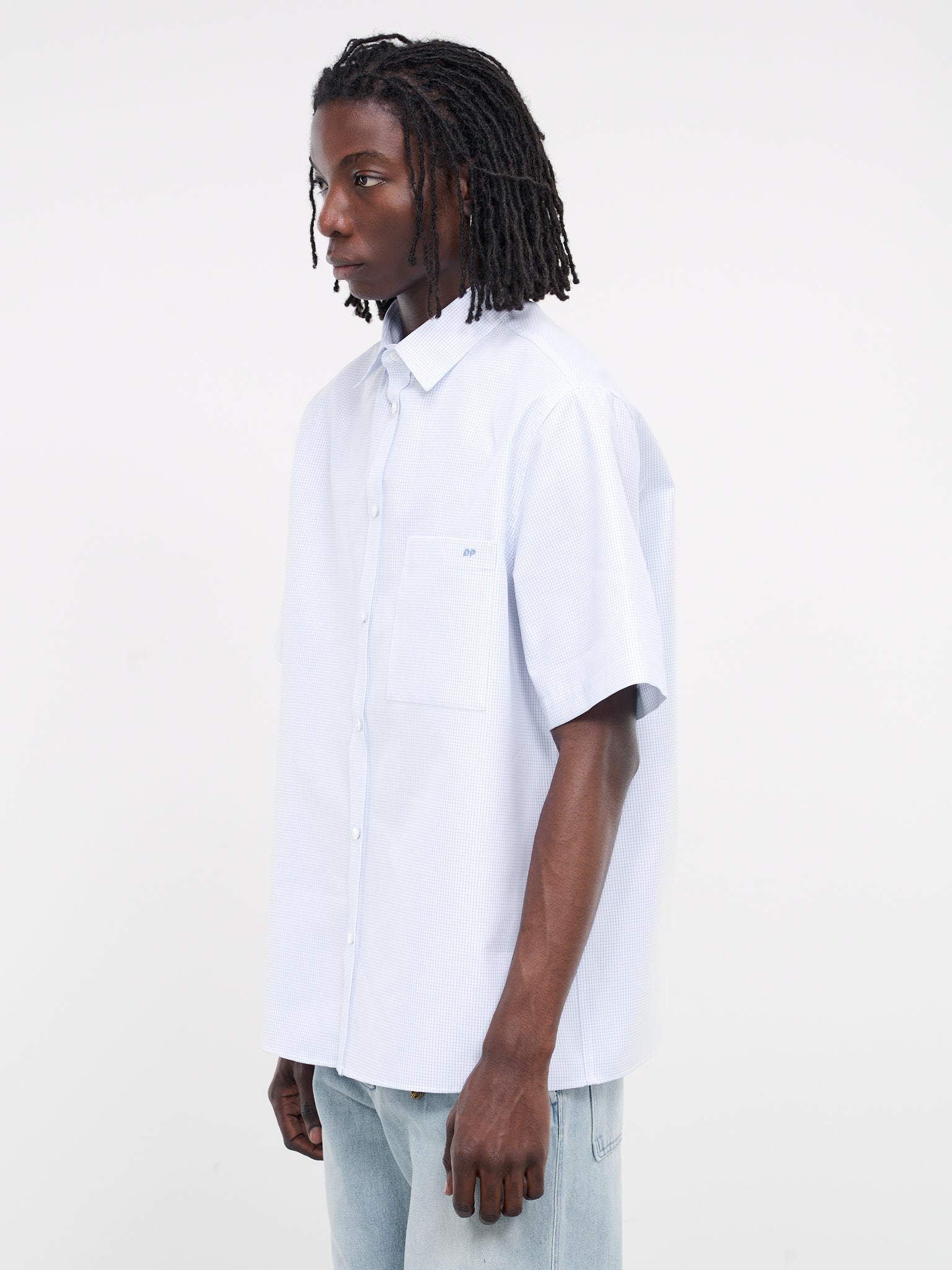Short Sleeve Shirt (MSH04-VALE-WHITE-BLUE)