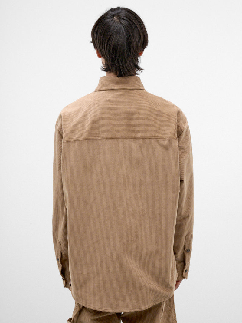 Beige Corduroy Button-Up Shirt (MSH06-FAC191-BEIGE)