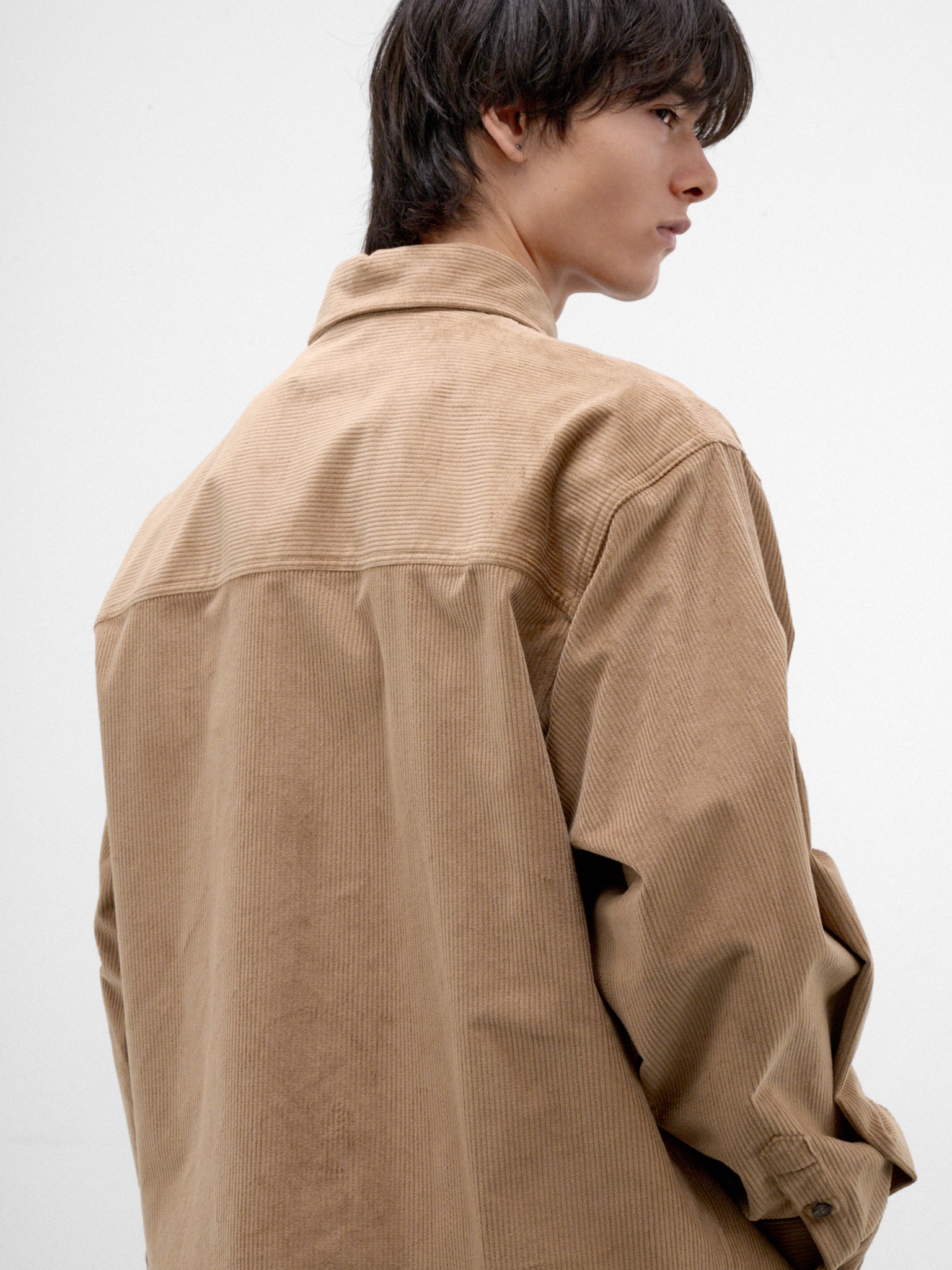 Beige Corduroy Button-Up Shirt (MSH06-FAC191-BEIGE)