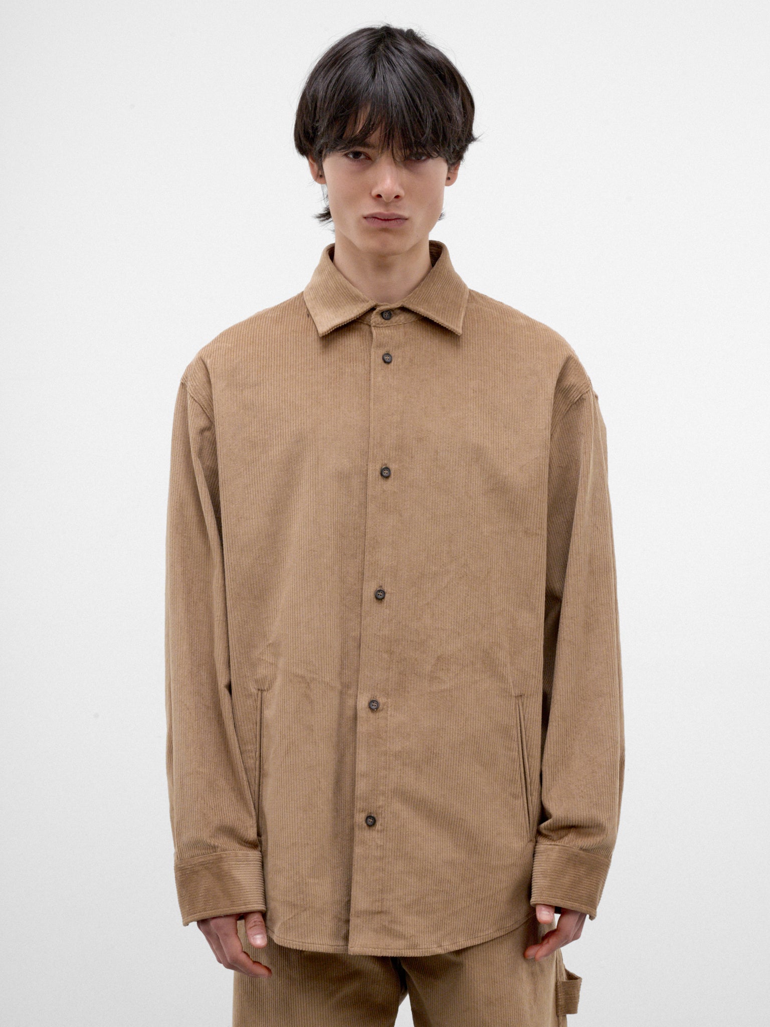 Beige Corduroy Button-Up Shirt (MSH06-FAC191-BEIGE)