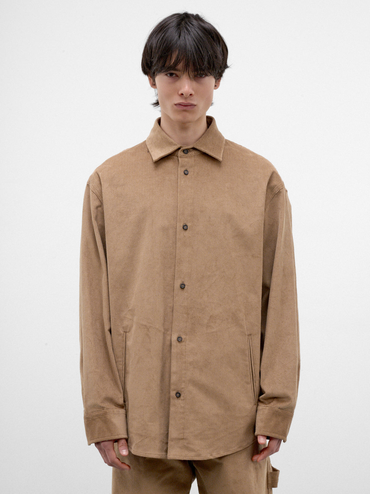 Beige Corduroy Button-Up Shirt (MSH06-FAC191-BEIGE)