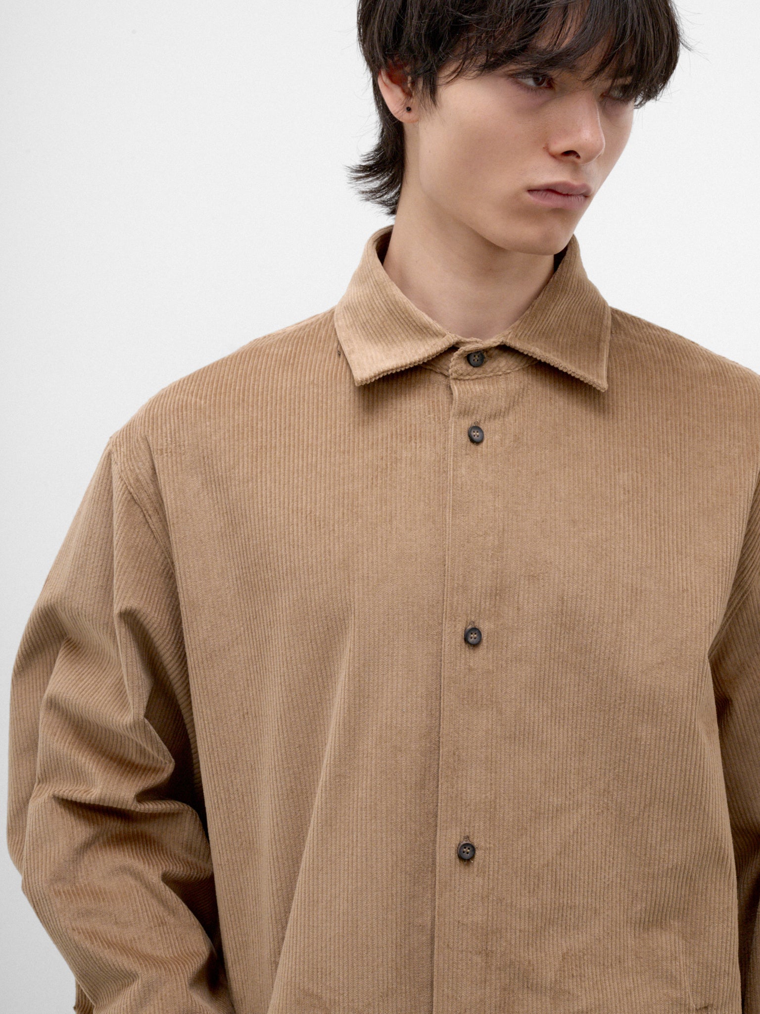 Beige Corduroy Button-Up Shirt (MSH06-FAC191-BEIGE)