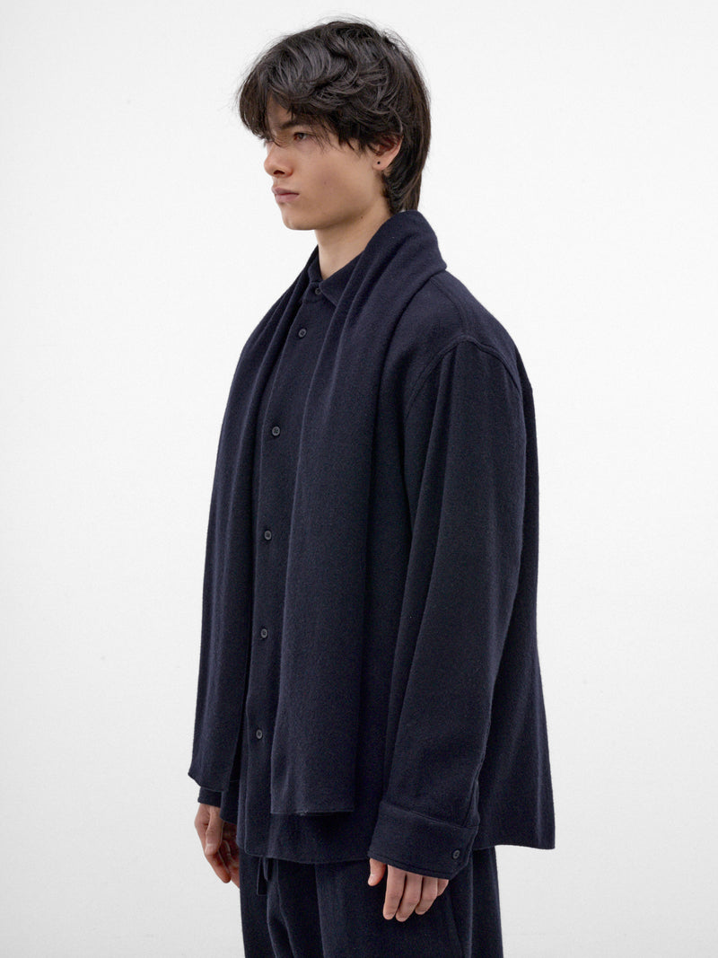 Navy Wool-Cashmere Scarf Shirt (MSH24-FAW76-BLUE-NAVY)