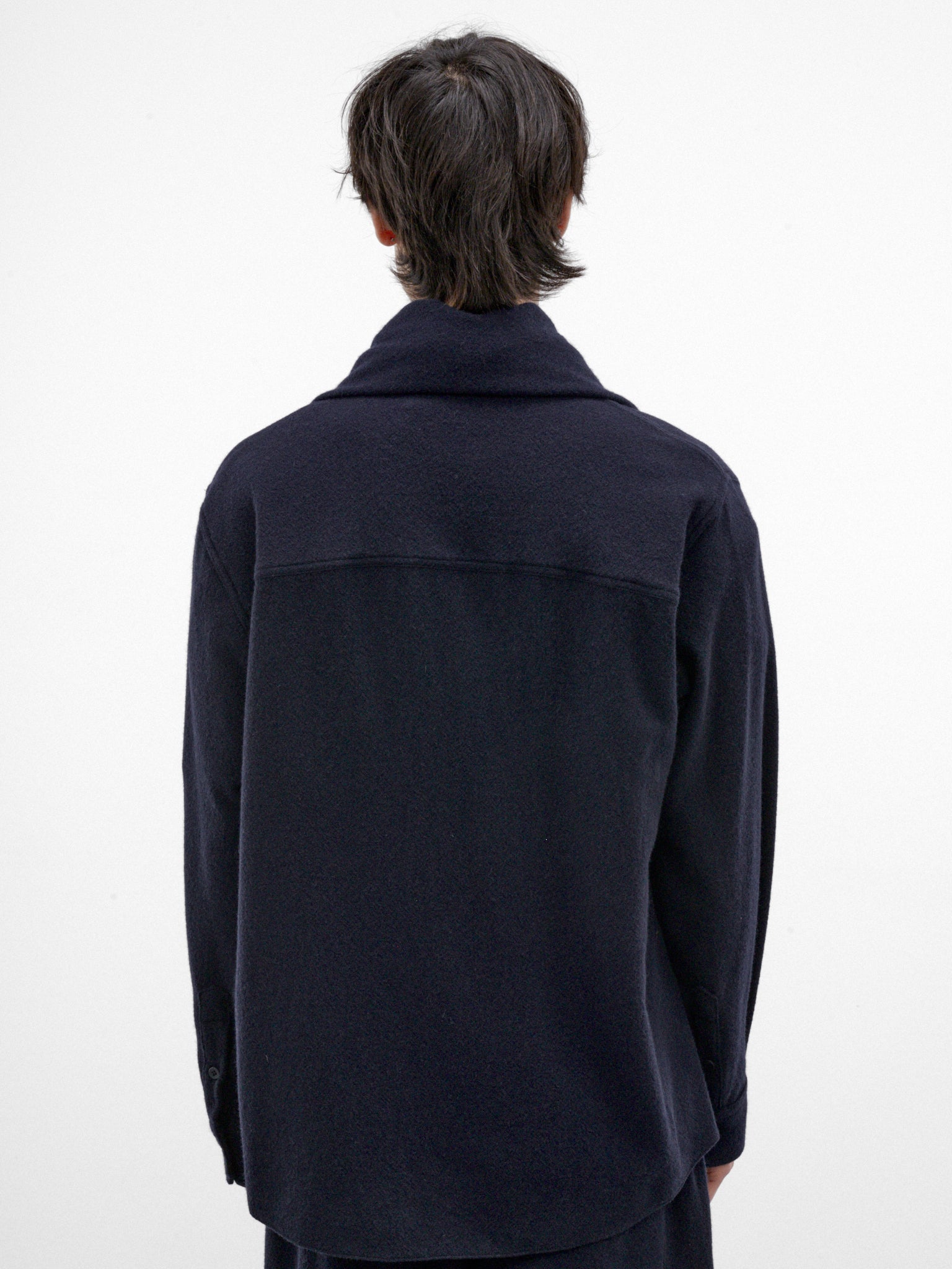 Navy Wool-Cashmere Scarf Shirt (MSH24-FAW76-BLUE-NAVY)