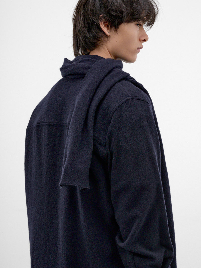 Navy Wool-Cashmere Scarf Shirt (MSH24-FAW76-BLUE-NAVY)