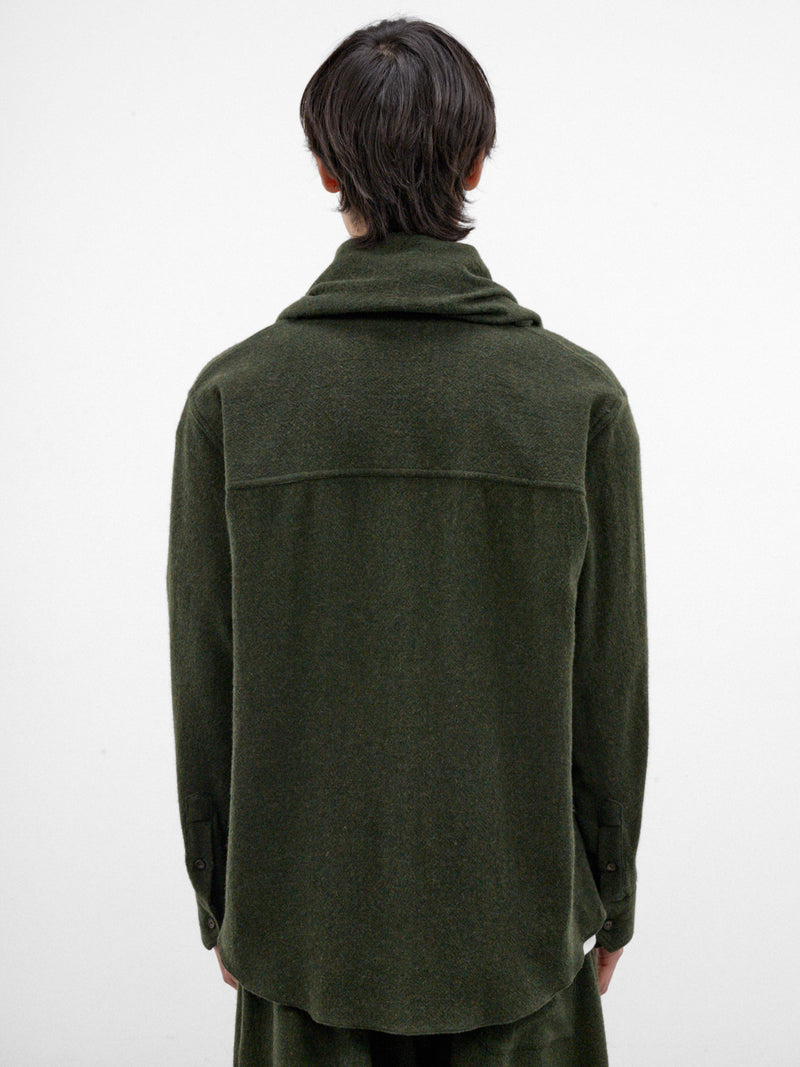 Green Wool-Cashmere Scarf Shirt (MSH24-FAW76-GREEN)