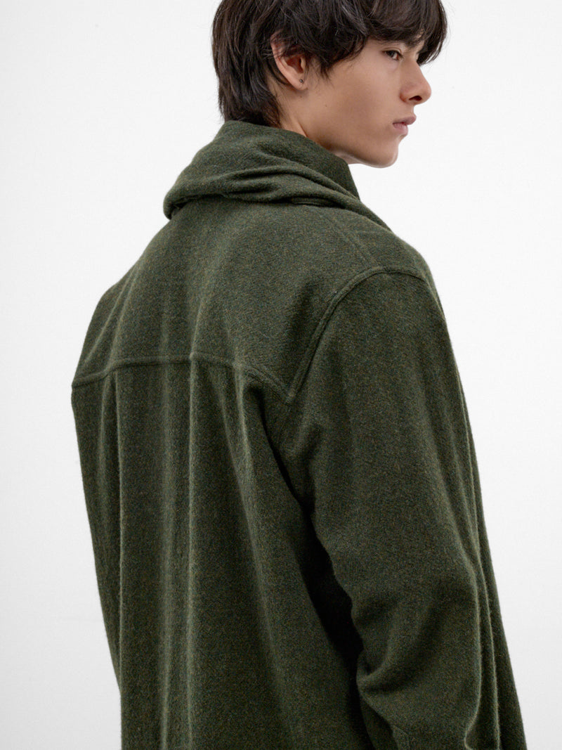 Green Wool-Cashmere Scarf Shirt (MSH24-FAW76-GREEN)