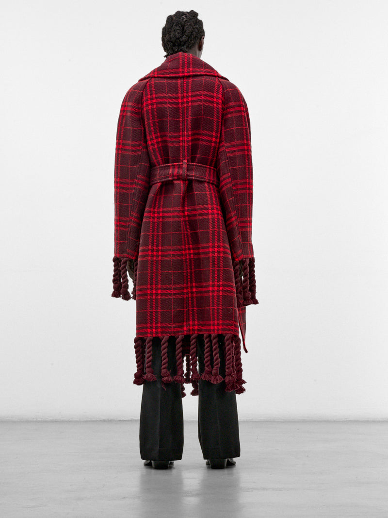 Red Plaid Scarf Coat (MT-003-A-RED-SCARF)