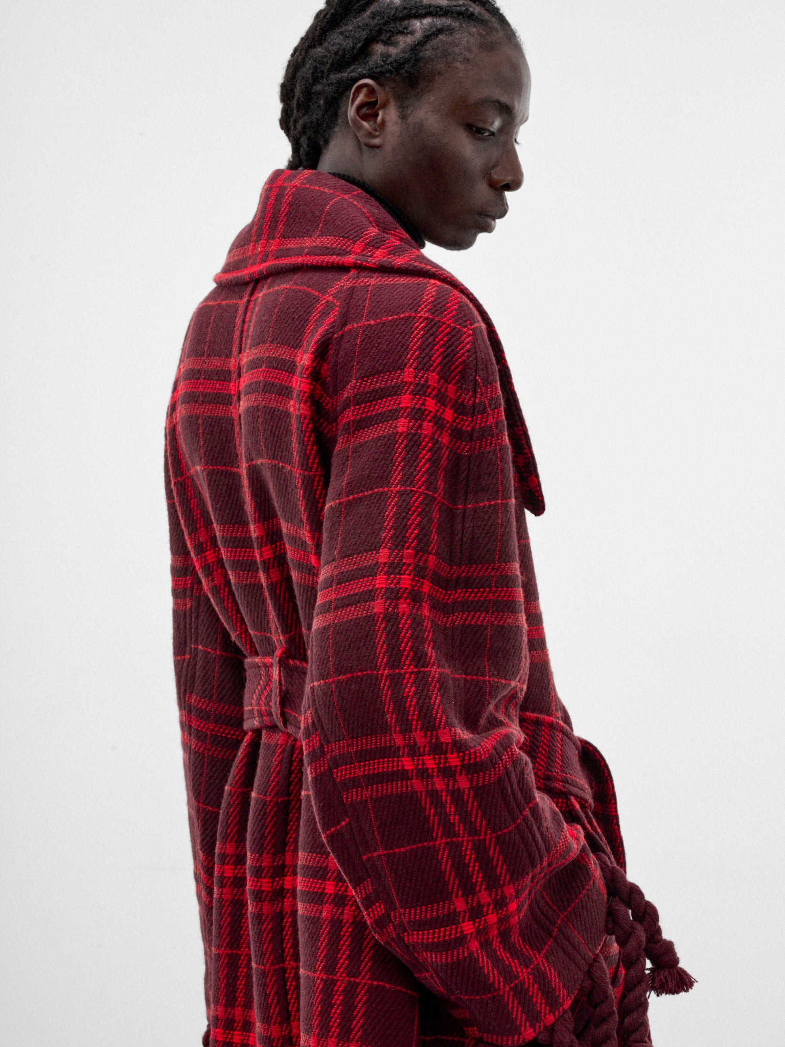 Red Plaid Scarf Coat (MT-003-A-RED-SCARF)