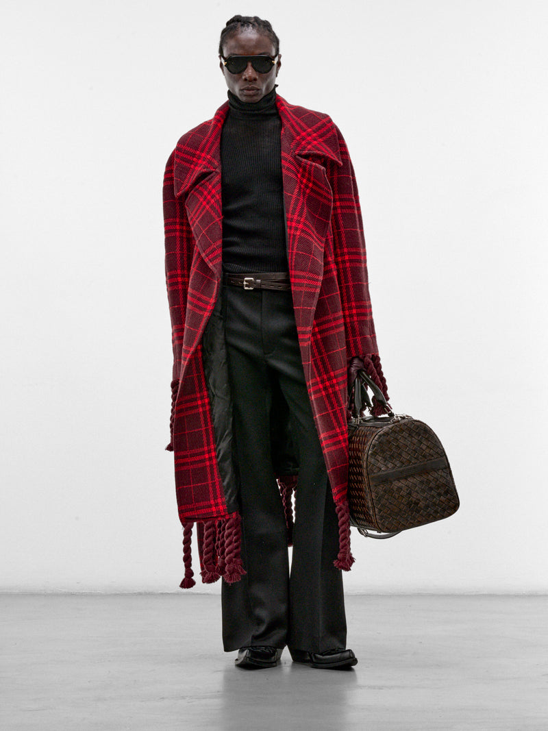 Red Plaid Scarf Coat (MT-003-A-RED-SCARF)
