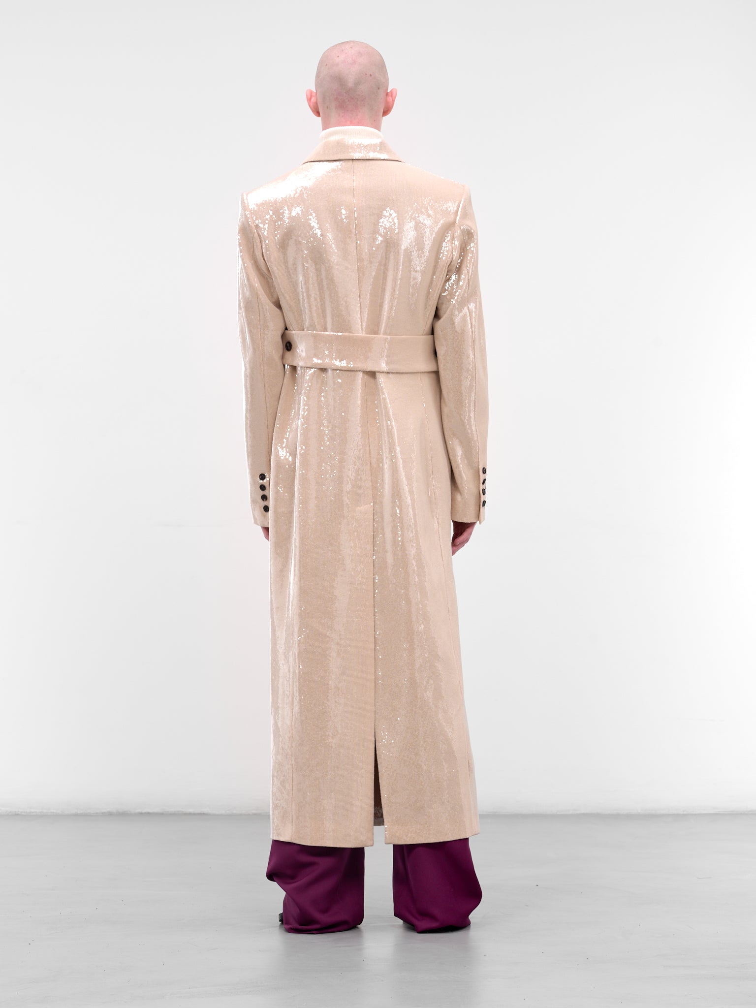 Beige Sequin Peaked Lapel Coat (MT-003-B-BEIGE)