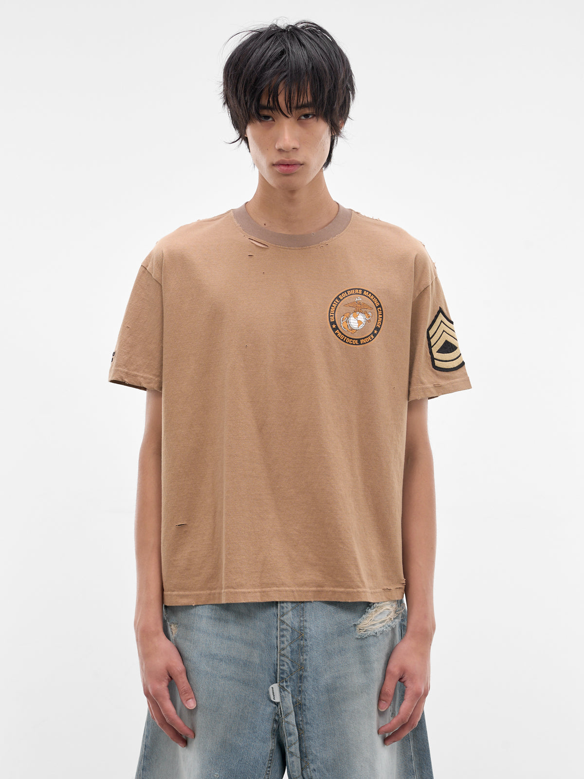 PROTOCOL INDEX Beige USMC Vintage Tee | H.Lorenzo - front