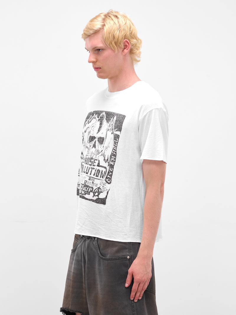 White Graphic Print Thrash Tee (MT096J-CLJ-GIG-FLYER-CHALK)