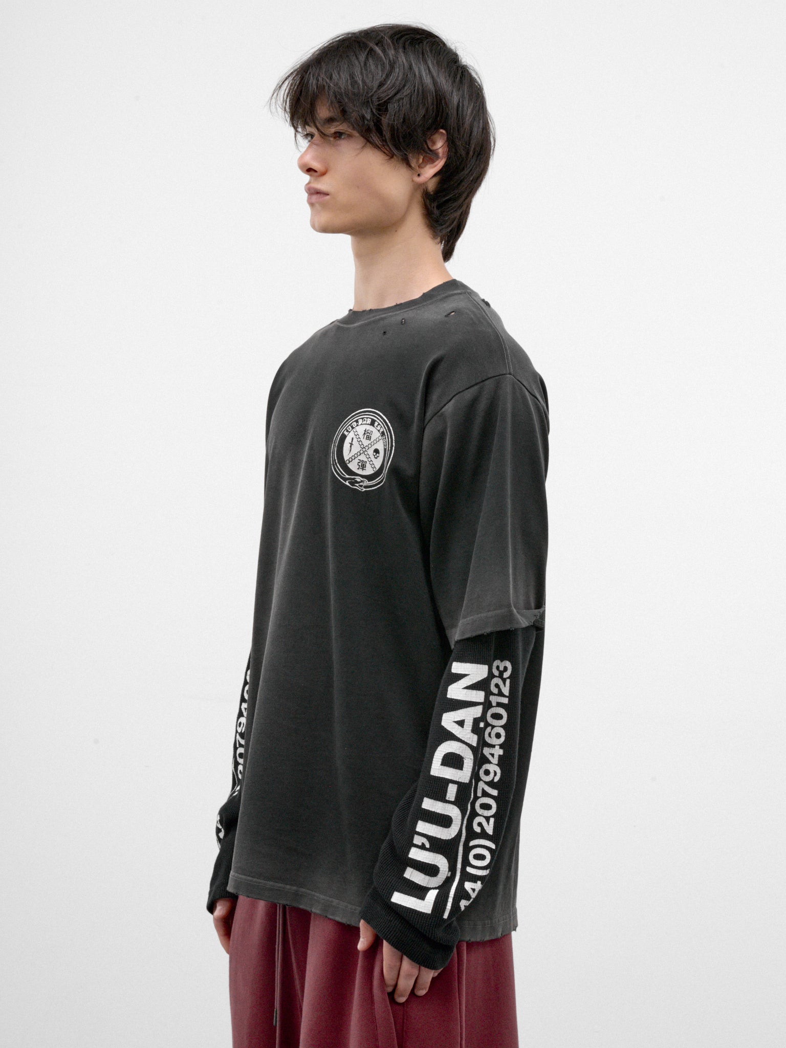 Black Cotton Layered Graphic Tee (MT103J-HCJ-920-ART220-3-BLACK)
