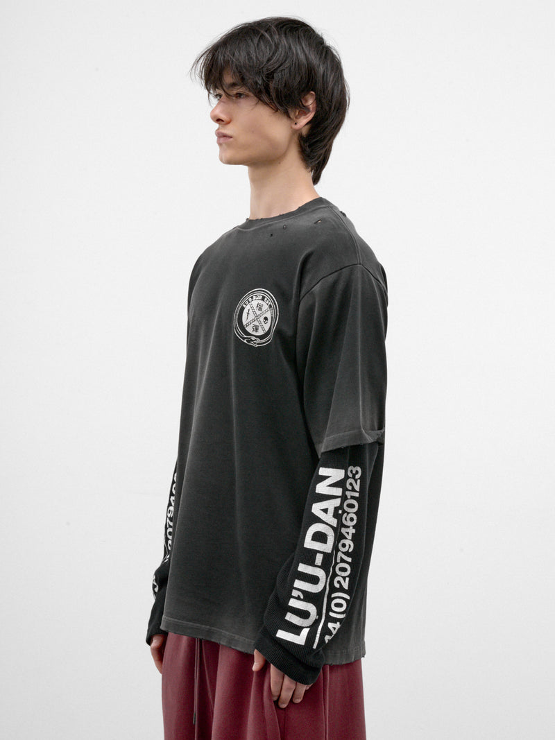 Black Cotton Layered Graphic Tee (MT103J-HCJ-920-ART220-3-BLACK)