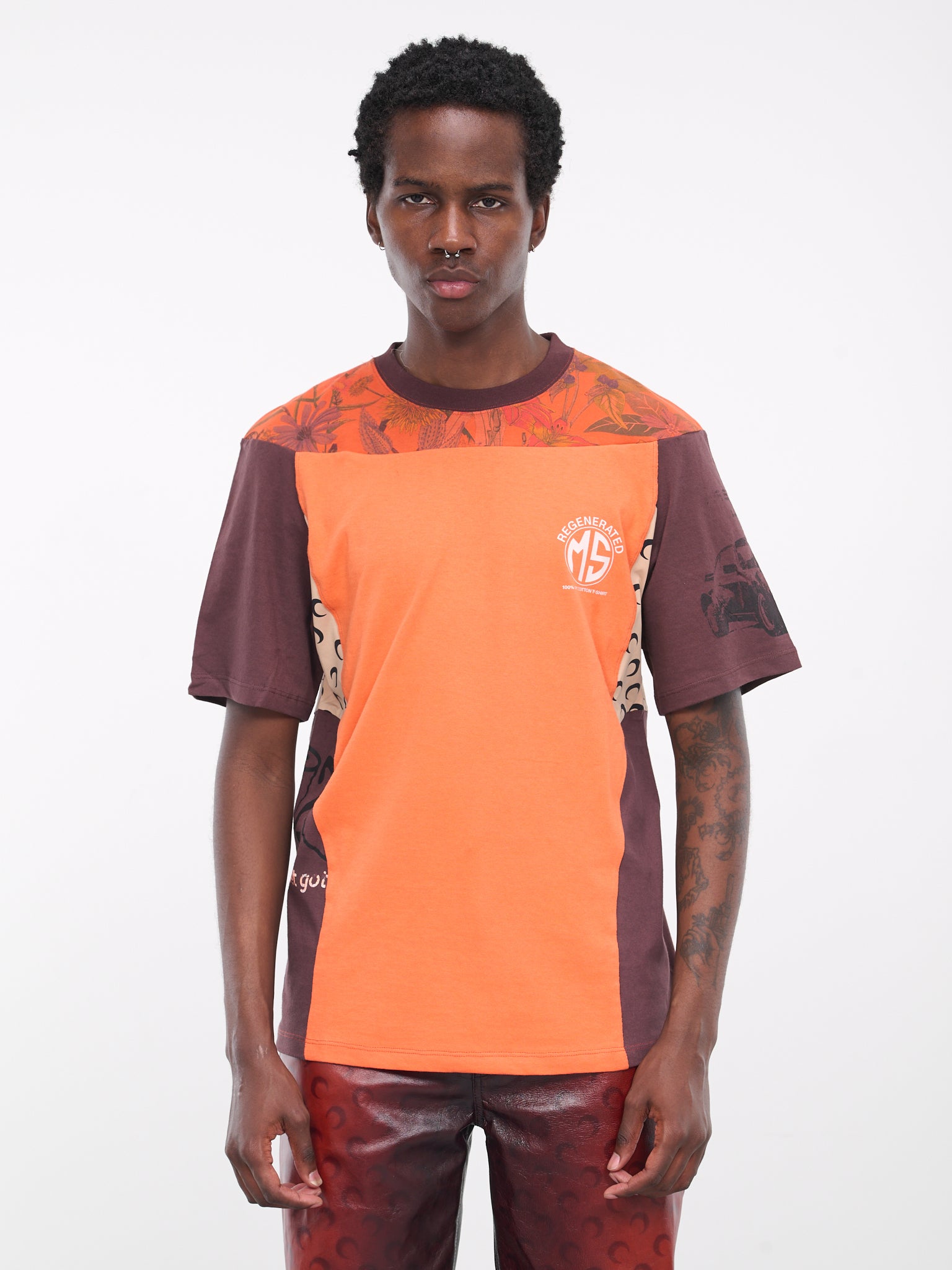 Regenerated Patchwork T-Shirt (MTO105-UJER0003-OR52-ORANGE-MU)