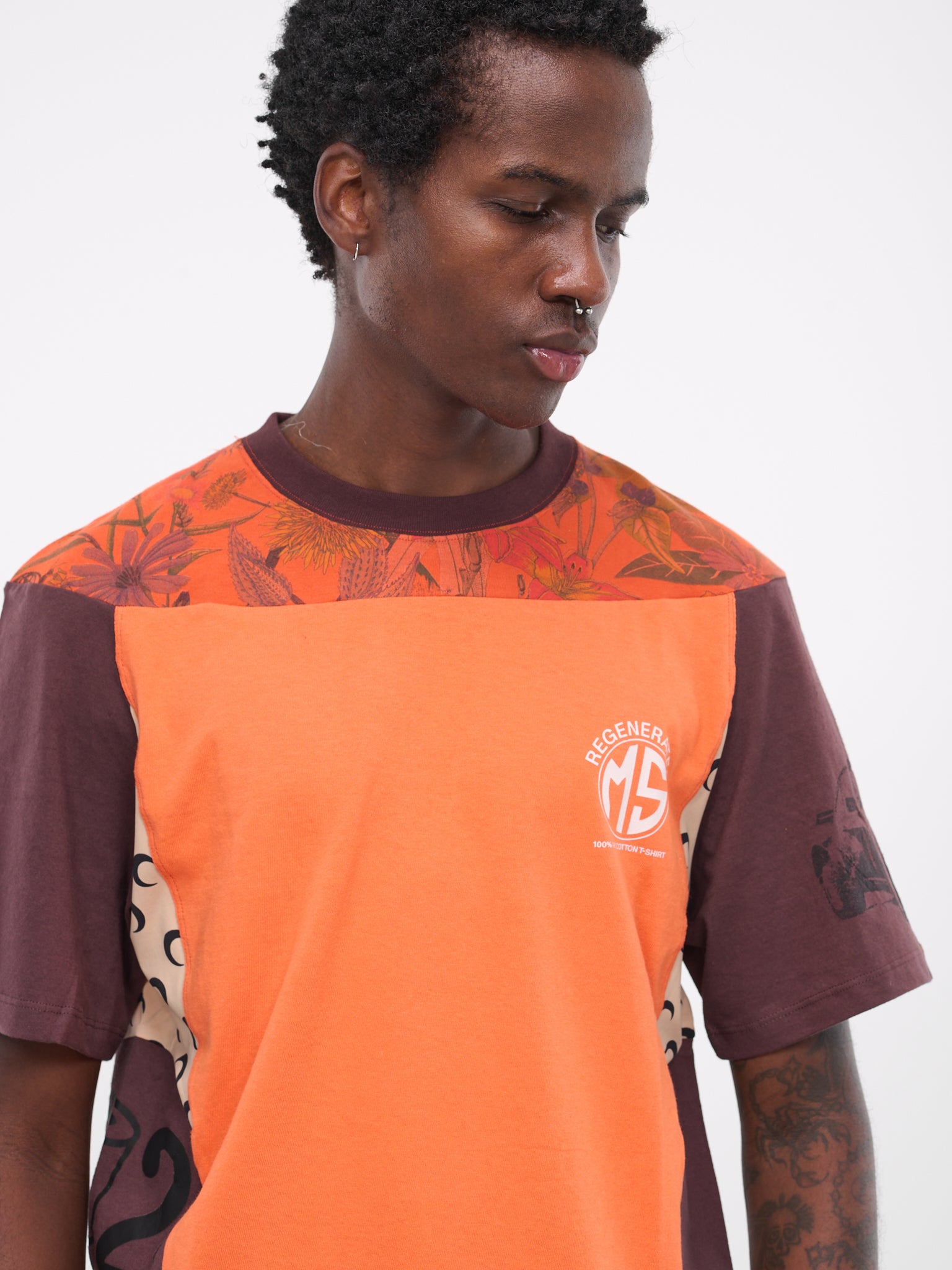Regenerated Patchwork T-Shirt (MTO105-UJER0003-OR52-ORANGE-MU)