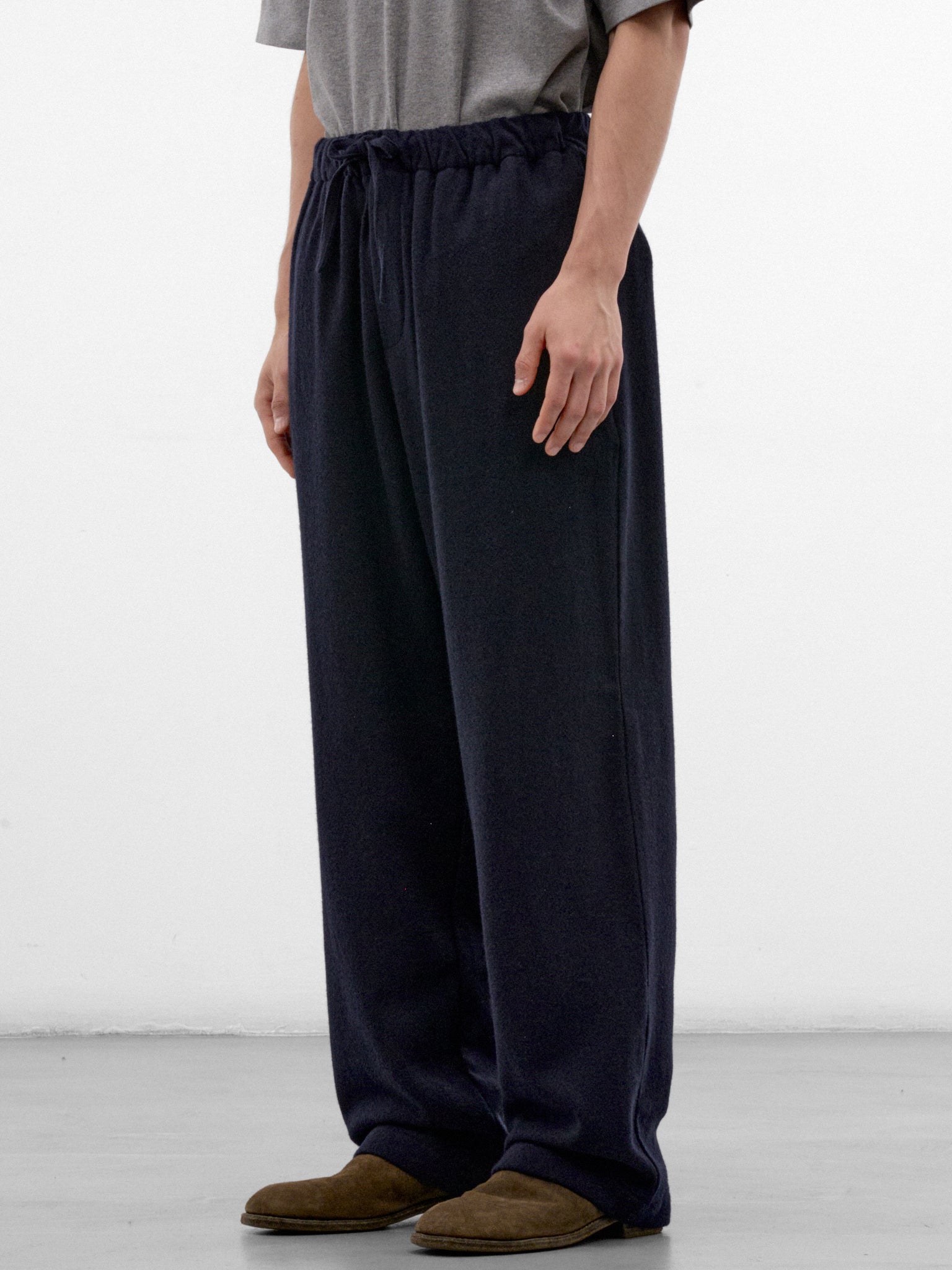 Navy Wool-Cashmere Drawstring Trousers (MTR35-FAW76-BLUE-NAVY)