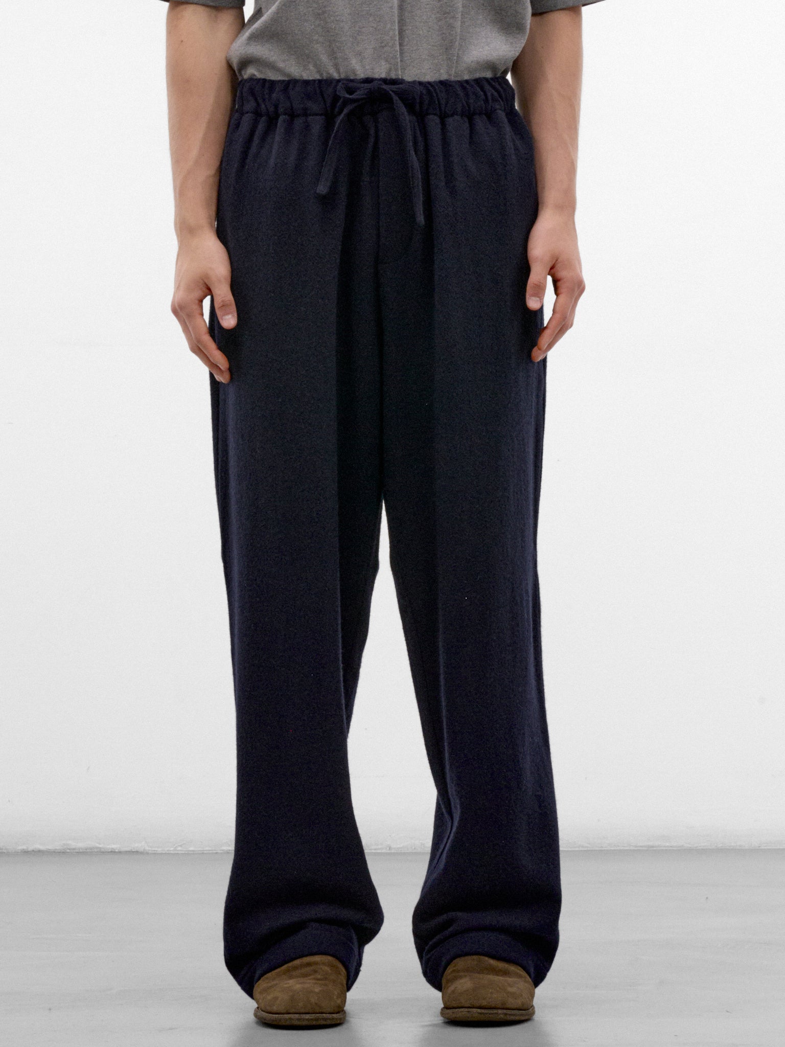 Navy Wool-Cashmere Drawstring Trousers (MTR35-FAW76-BLUE-NAVY)