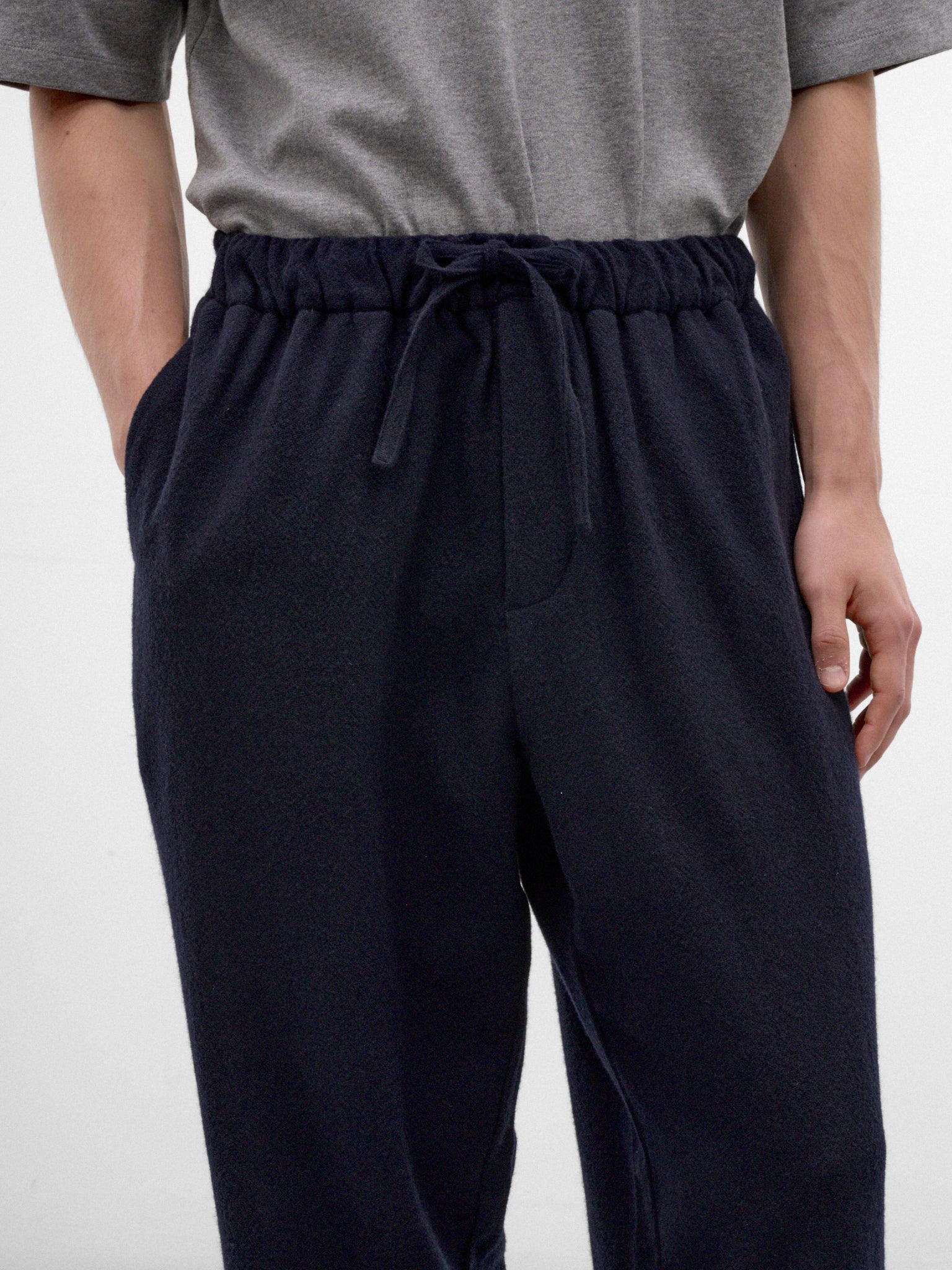Navy Wool-Cashmere Drawstring Trousers (MTR35-FAW76-BLUE-NAVY)