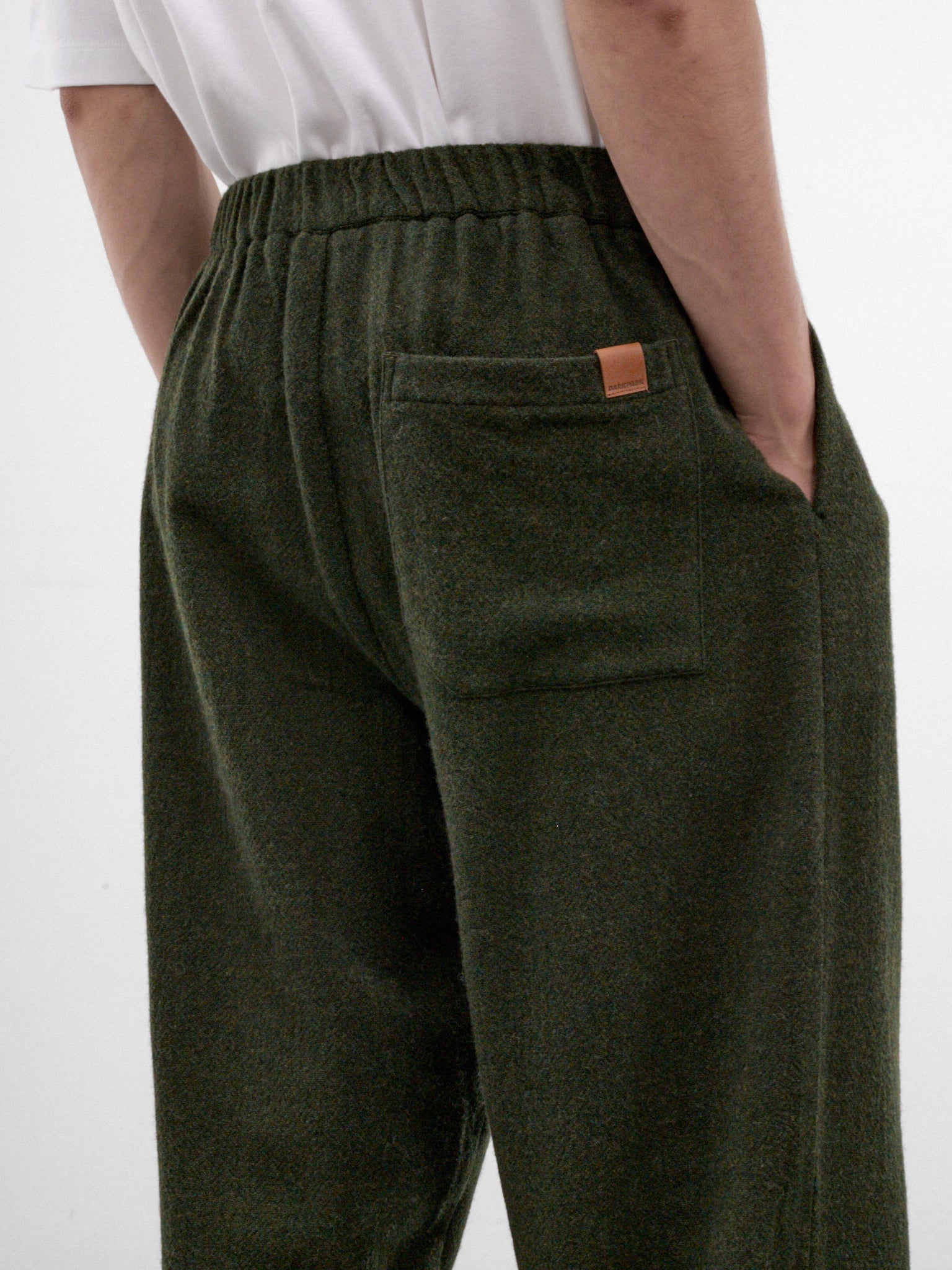Green Wool-Cashmere Drawstring Trousers (MTR35-FAW76-GREEN)