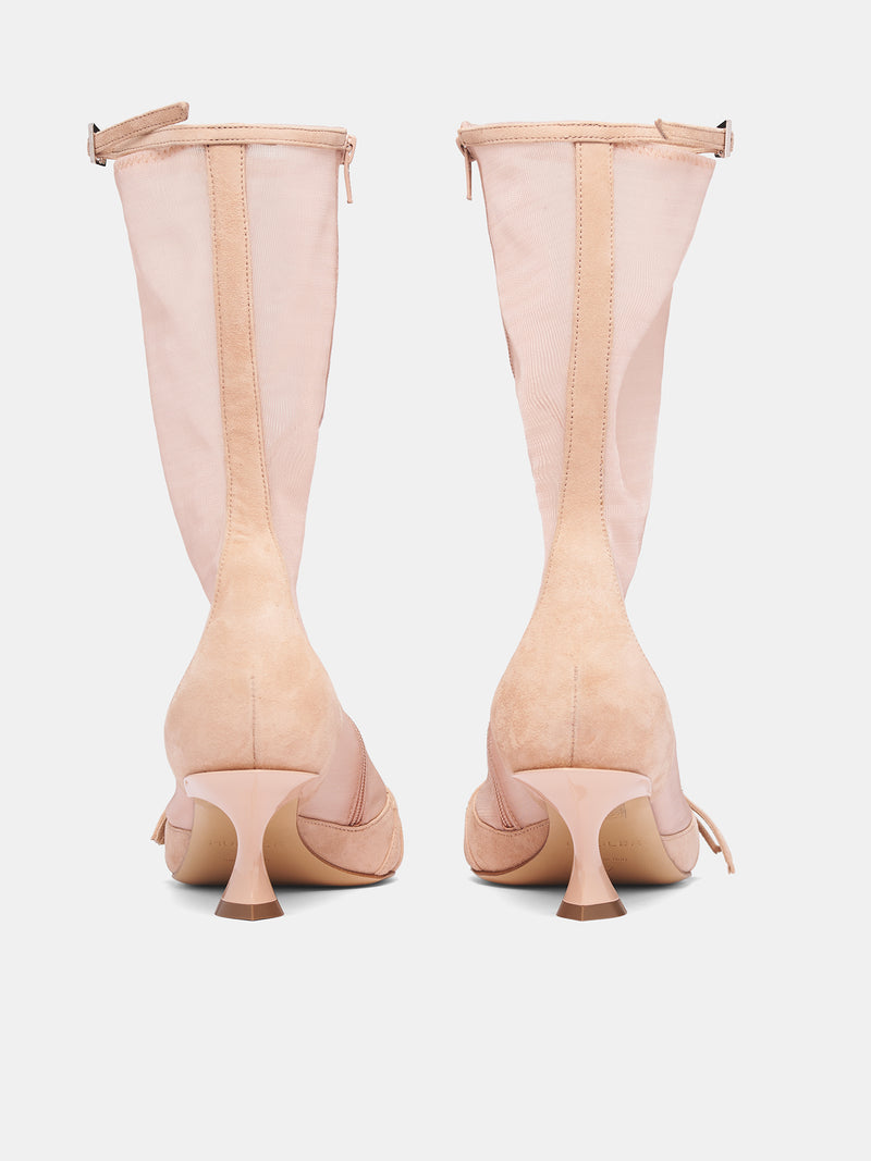 Nude Mesh Suede Kitten Boots (MUWFW26FS201-NUDE)