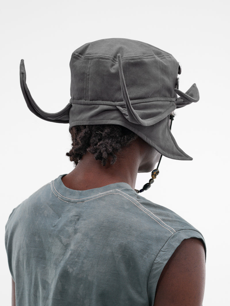 Gray Cotton Manta Ray Hat (MW-CAPP-BEADED-MANTA-GREY)