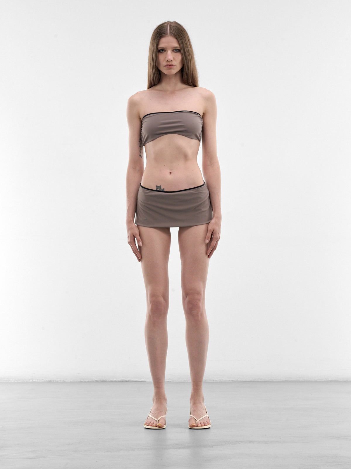 Brown Nylon Bandeau Bikini Set (MXBAB0070-039-GREY)