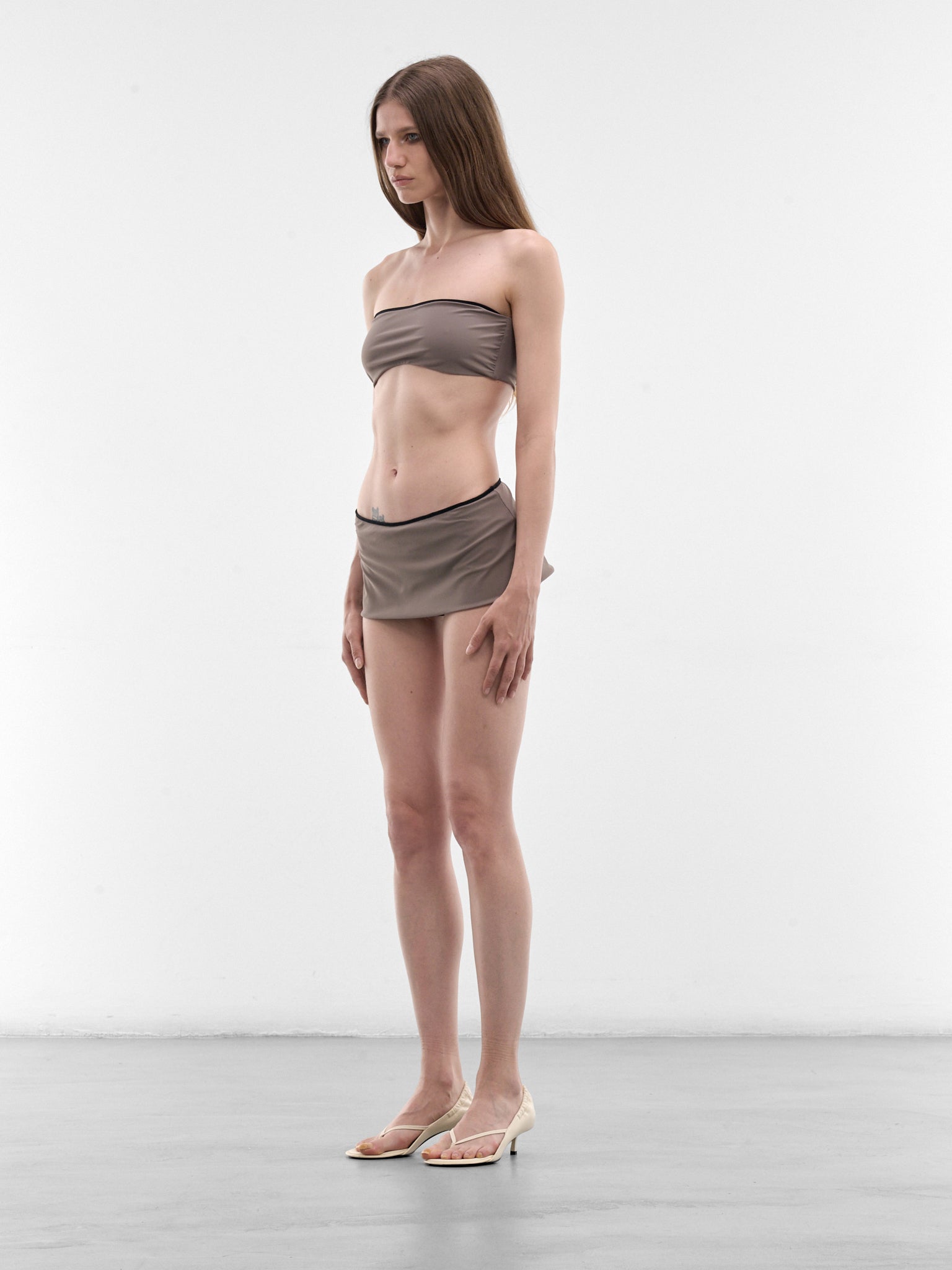 Brown Nylon Bandeau Bikini Set (MXBAB0070-039-GREY)