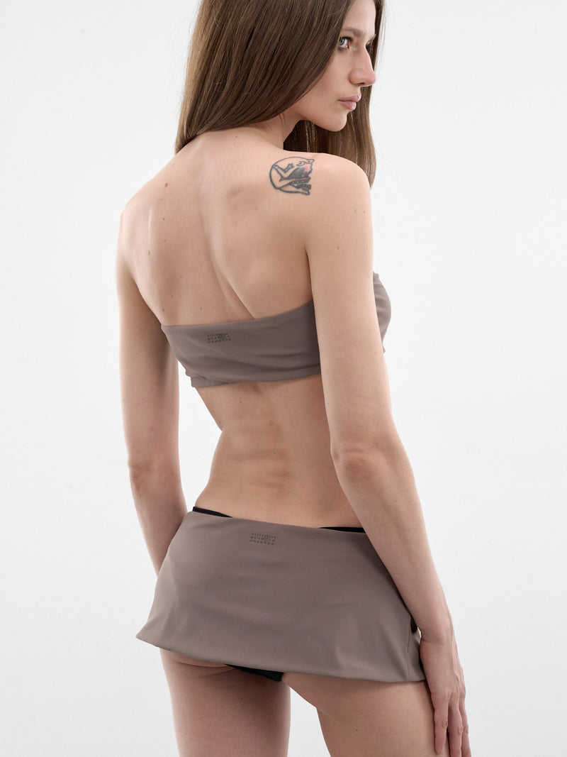 Brown Nylon Bandeau Bikini Set (MXBAB0070-039-GREY)