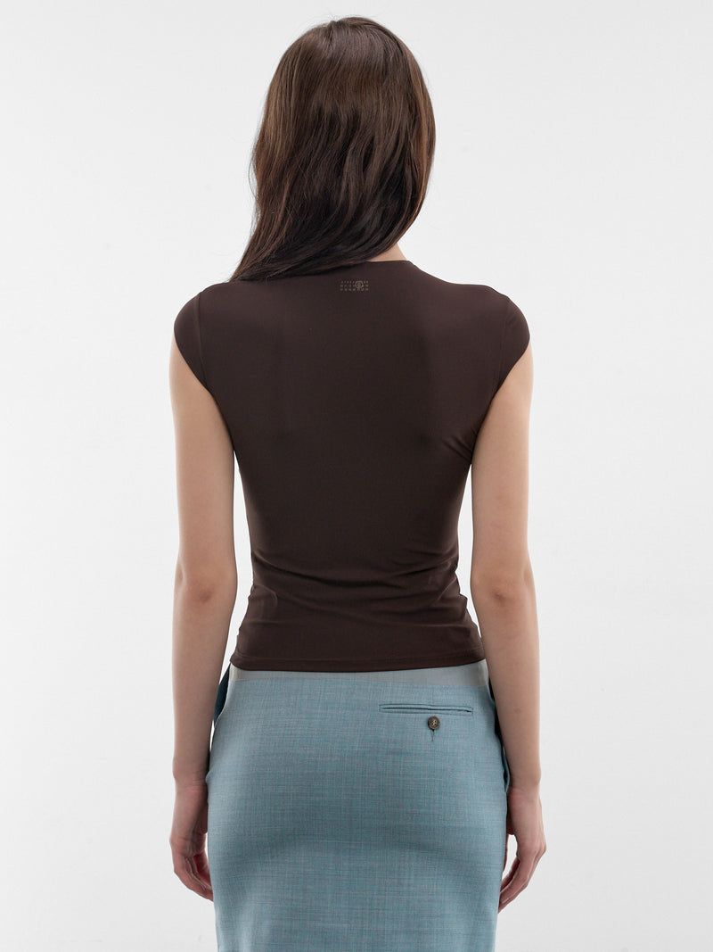 Brown Bra Panel Nylon Tee (MXM260080-206-BROWN)