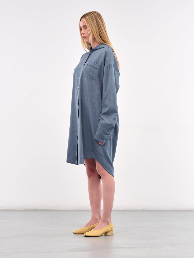 Oversized Hood Button-Up Shirt (N0129-BLUE)