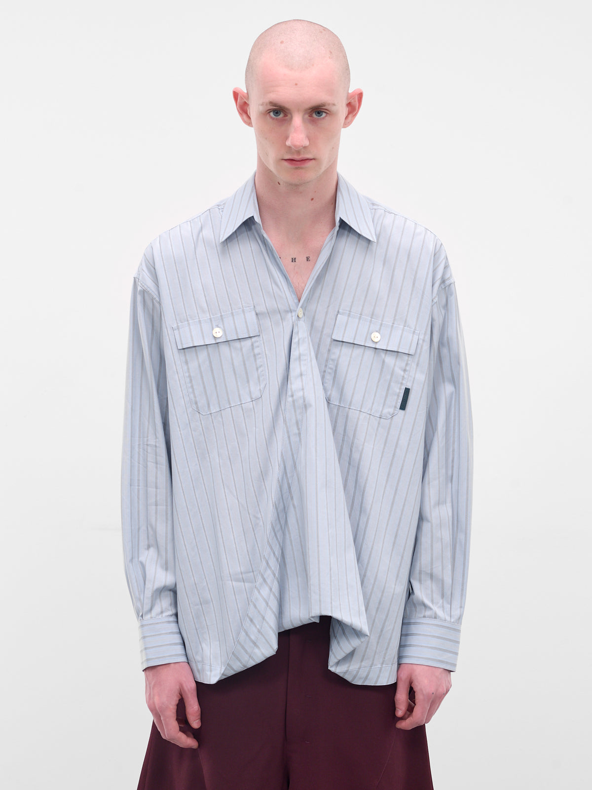 Blue Striped Twisted Hem Shirt (N3-AW25-N3-CST-01-LS-LAKEB-STR)