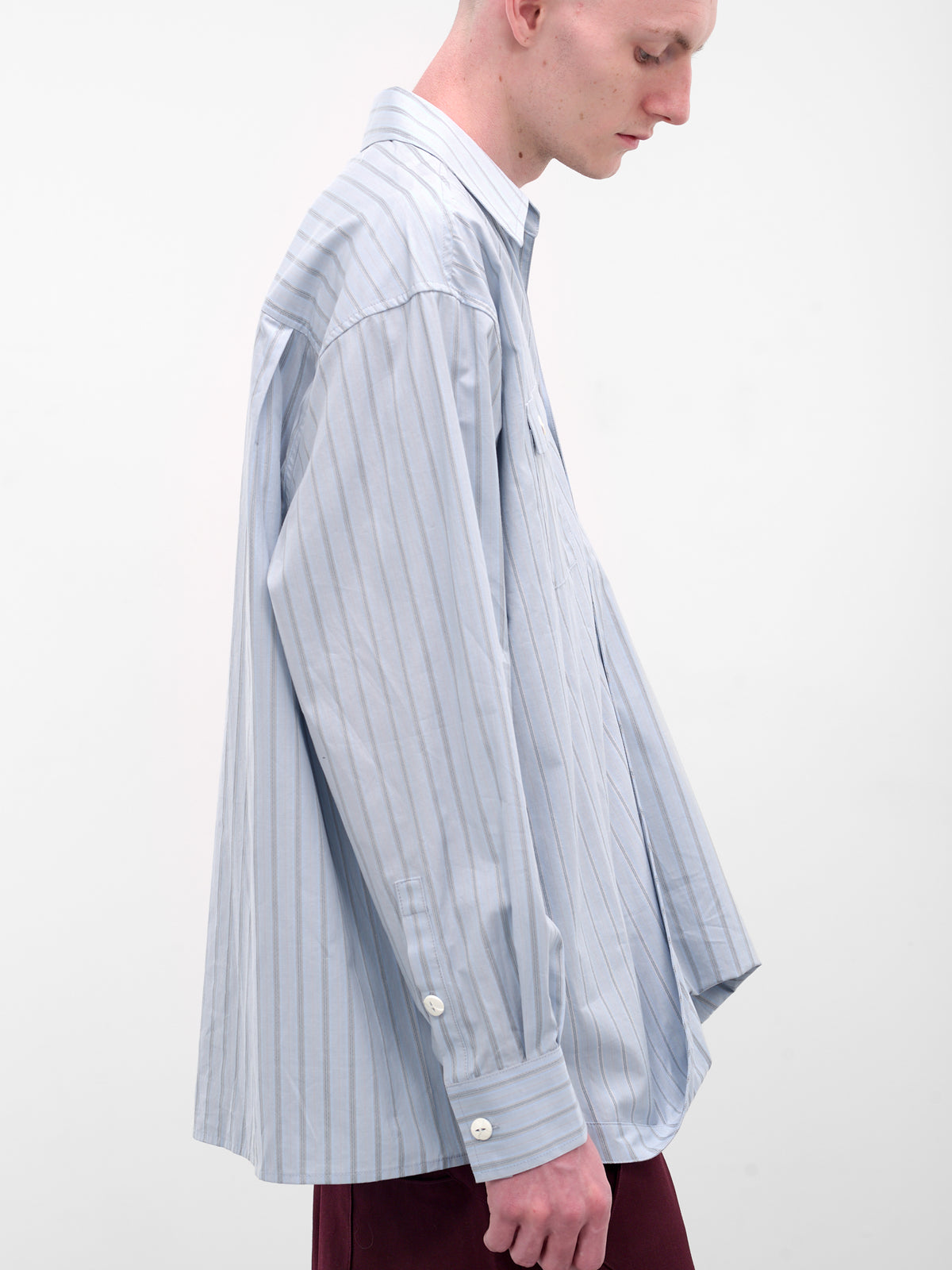 Blue Striped Twisted Hem Shirt (N3-AW25-N3-CST-01-LS-LAKEB-STR)