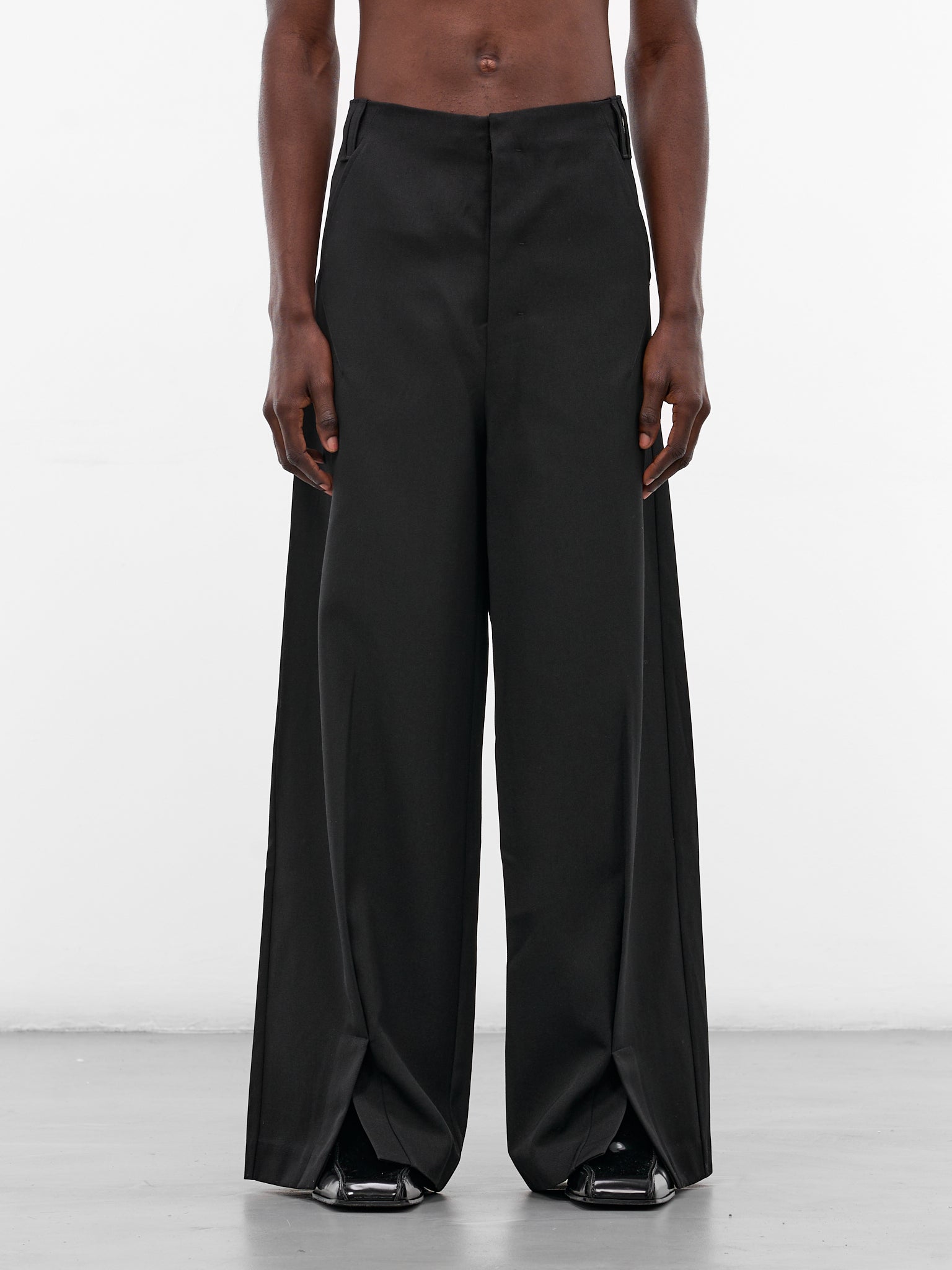 Kevin Black Wool Slit Trousers (N3-AW25-N3-PT-01-EB-EUPHORIC-B)