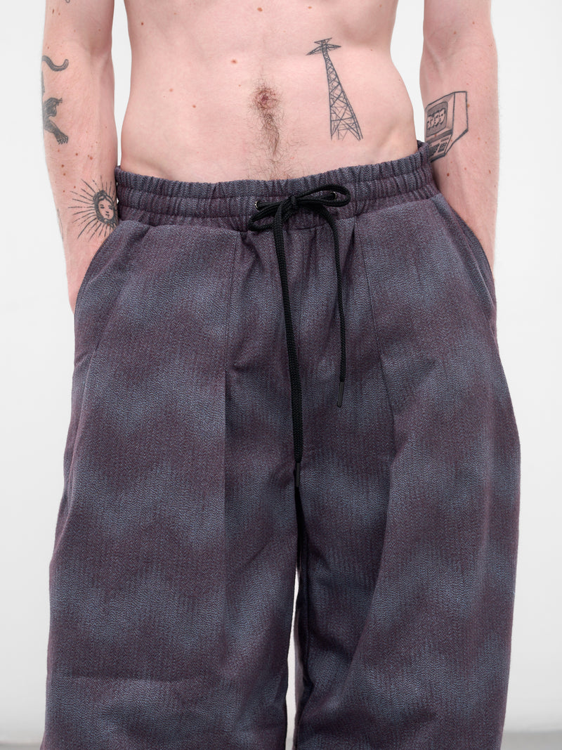 Brown Striped Baggy Sweatpants (N3-AW25-N3-PT-10-5WB-SPACE-WAV)