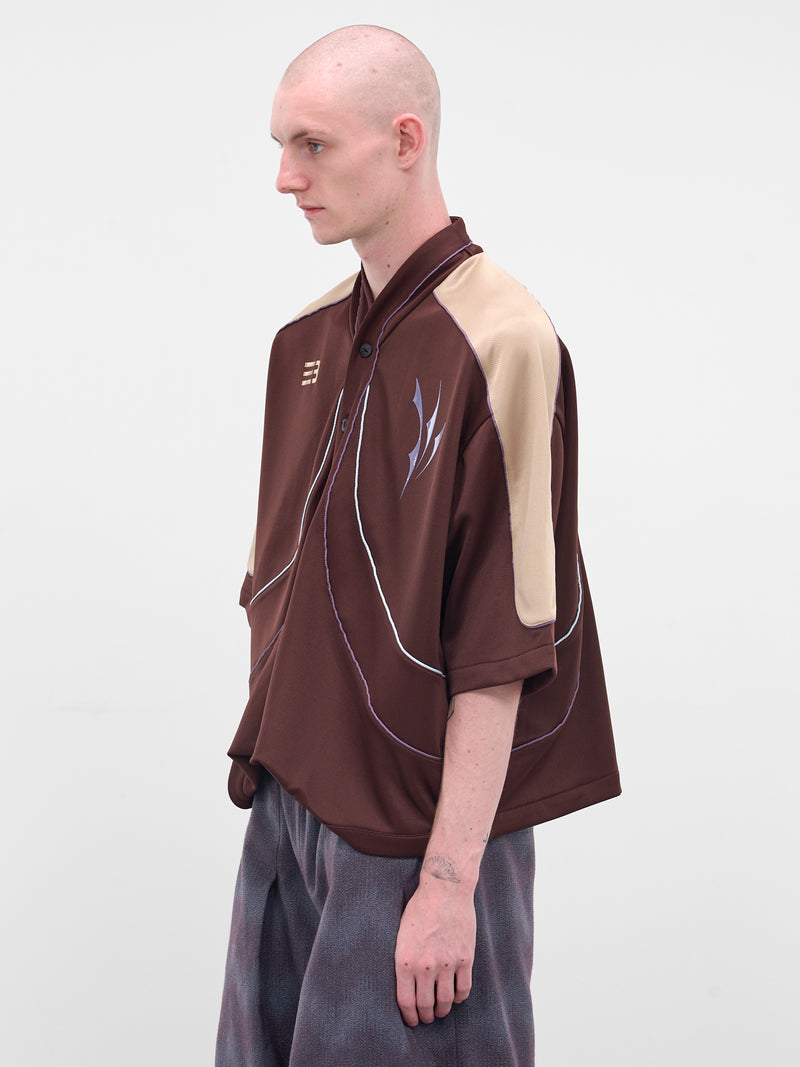 Brown Contrast Mesh Shirt (N3-AW25-N3-ST-04-SB-STAGNANT-B)