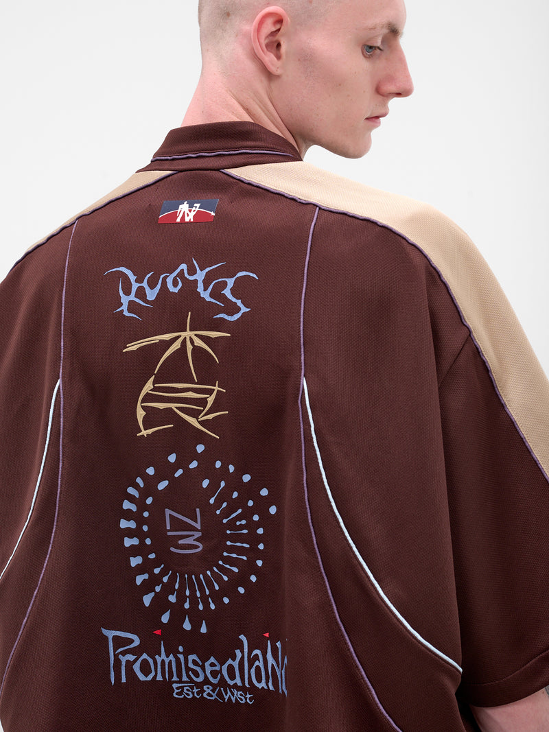 Brown Contrast Mesh Shirt (N3-AW25-N3-ST-04-SB-STAGNANT-B)