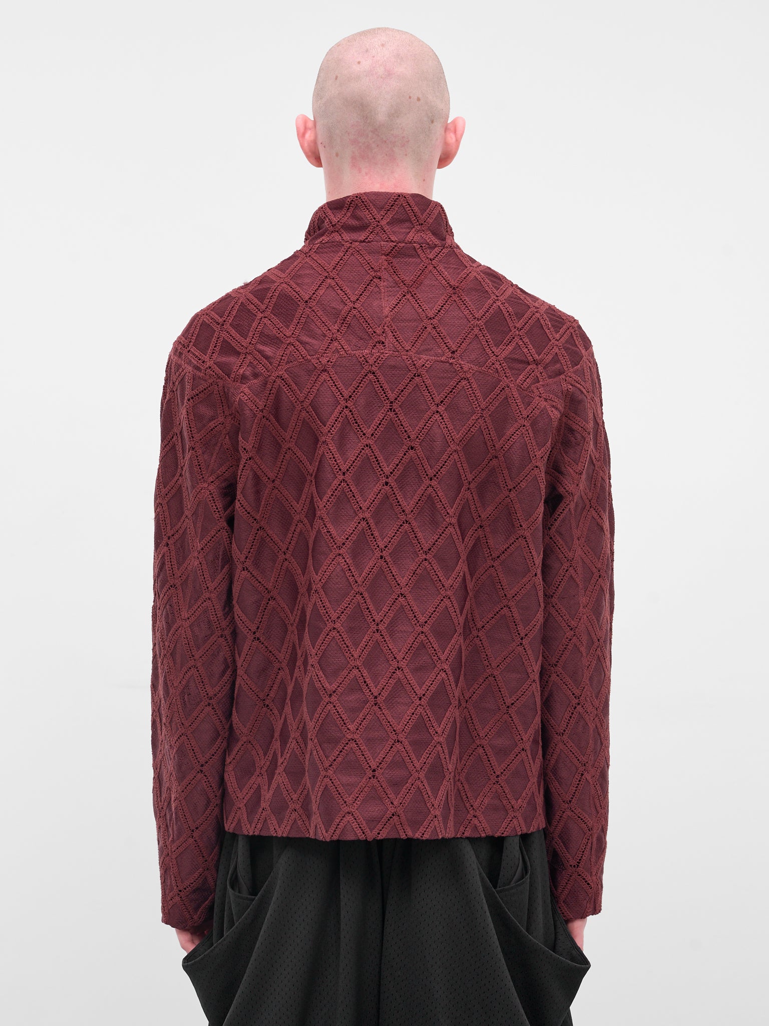 Red Diamond Knit Zip Jacket (N3-AW25-N3-SW-08-CR-CABERNET-R)