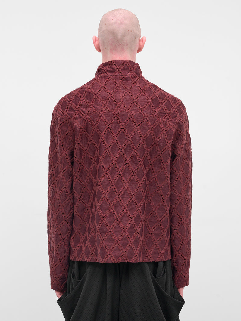Red Diamond Knit Zip Jacket (N3-AW25-N3-SW-08-CR-CABERNET-R)