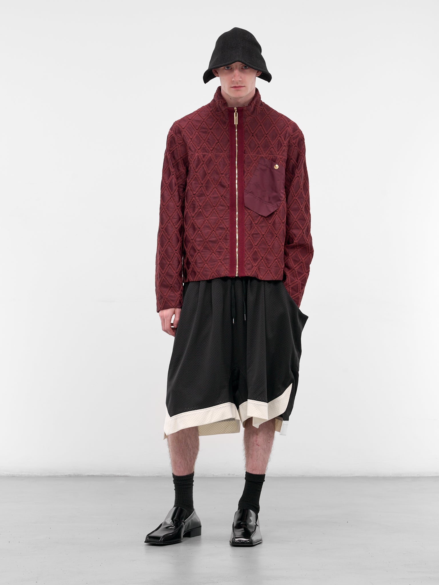 Red Diamond Knit Zip Jacket (N3-AW25-N3-SW-08-CR-CABERNET-R)