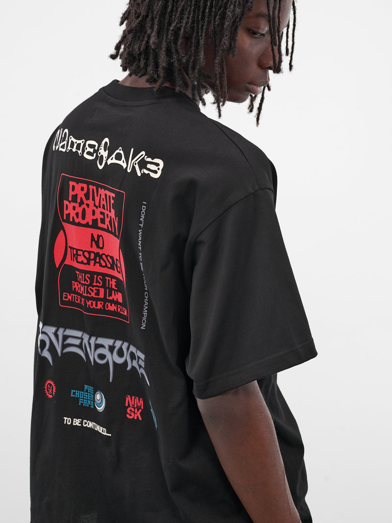 Sava Black Oversized Warning Tee (N3-AW25-N3-TSG-0A-EB-EUPHORIC-)