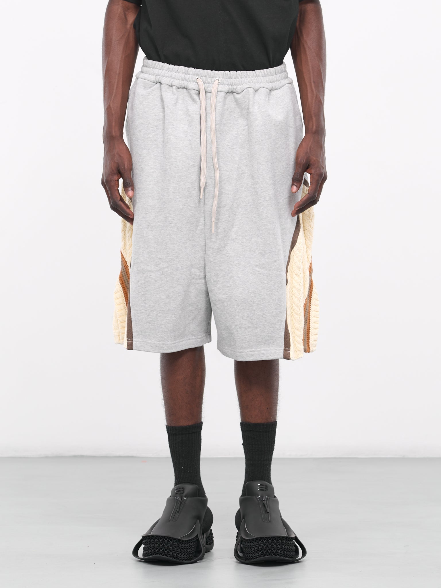 Ivy Knit Panel Sweat Shorts (N3-N3-SH-02B-HEATHER-GREY)