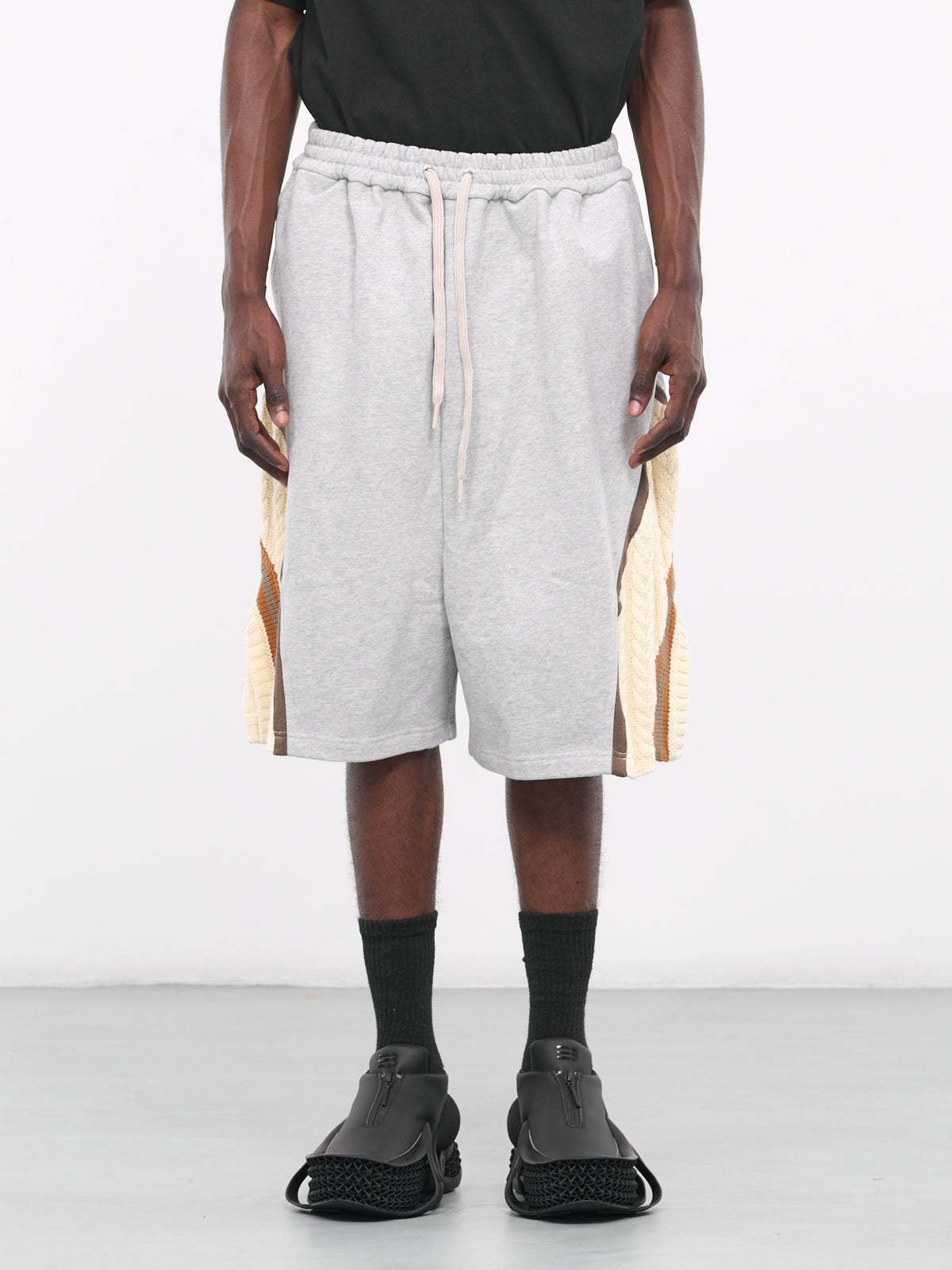 Ivy Knit Panel Sweat Shorts (N3-N3-SH-02B-HEATHER-GREY)