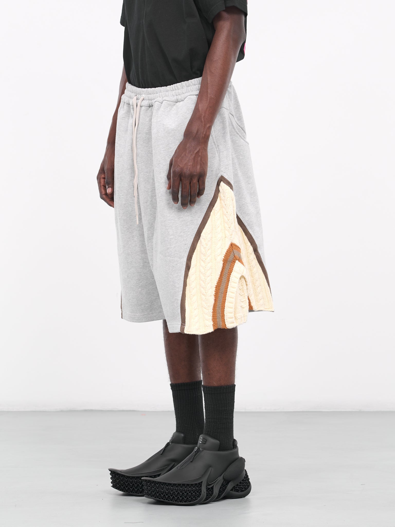 Ivy Knit Panel Sweat Shorts (N3-N3-SH-02B-HEATHER-GREY)