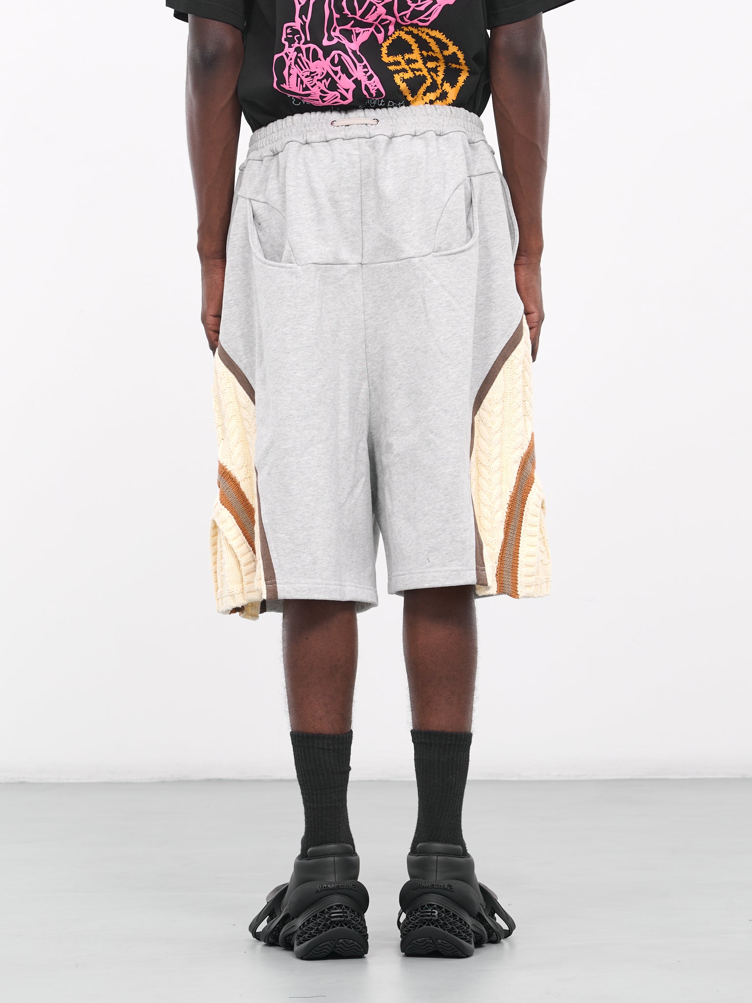 Ivy Knit Panel Sweat Shorts (N3-N3-SH-02B-HEATHER-GREY)