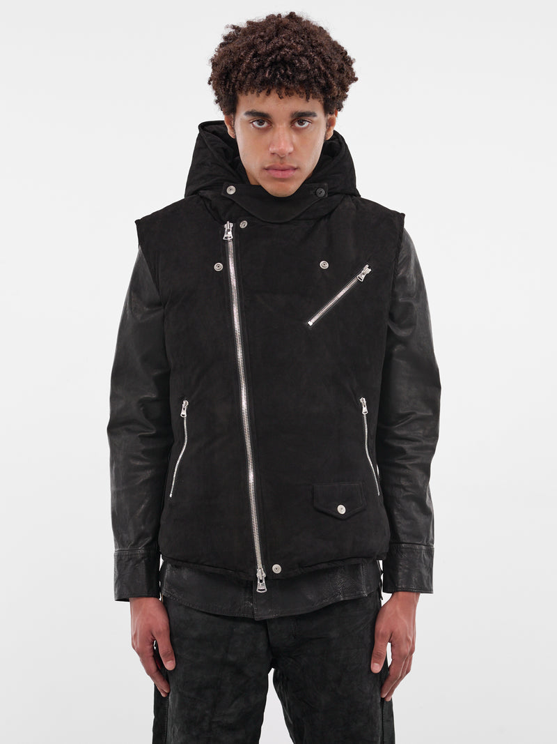 Black Kangaroo Suede Padded Vest (NA-2164-01-BLACK)