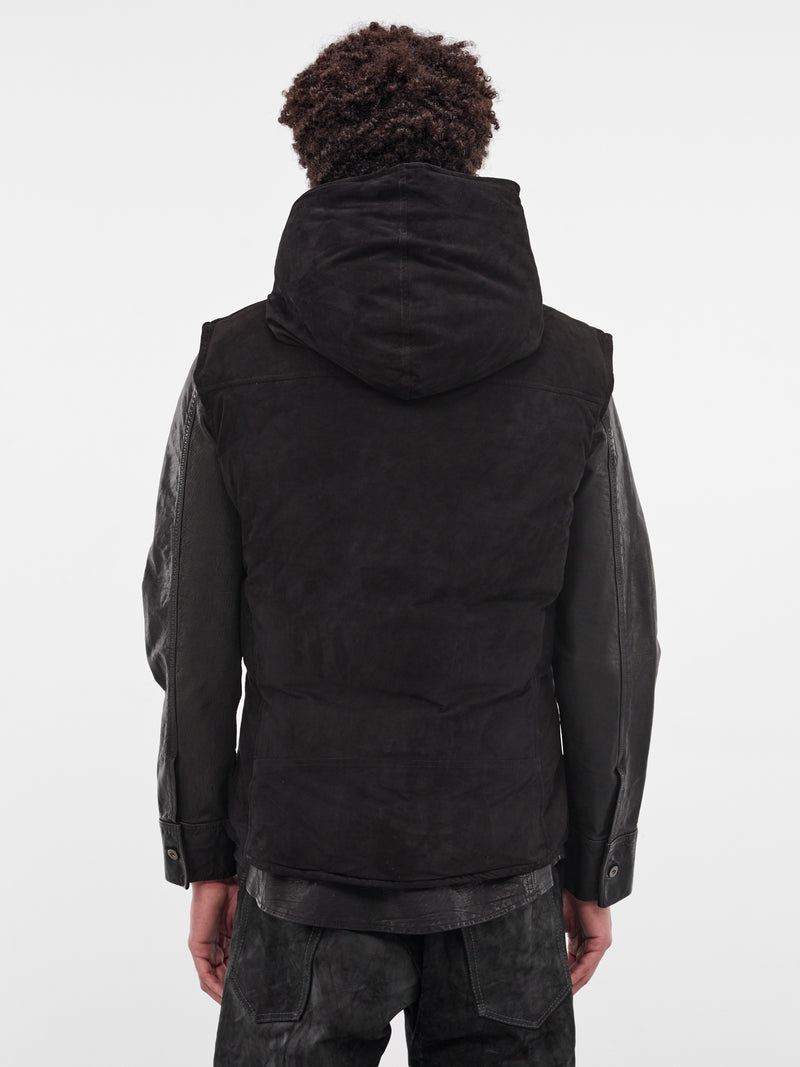 Black Kangaroo Suede Padded Vest (NA-2164-01-BLACK)